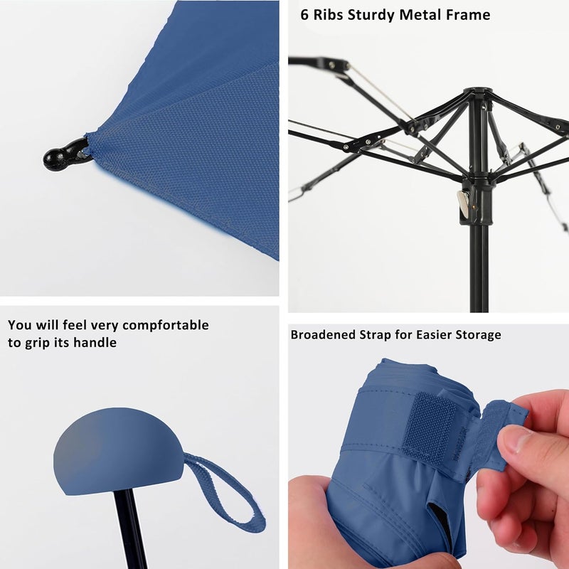 BAODINI Travel Essentials Mini Umbrella for Purse With Case Small Compact UV Sun Protection Lightweight Tiny Pocket Manual Open Close Umbrella for Women Kids and Men Fits Purse Backpack - Image 5